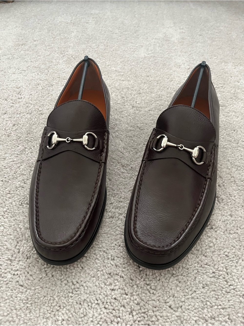 Peter Huber Leather Bit Penny Loafers in Dark Brown